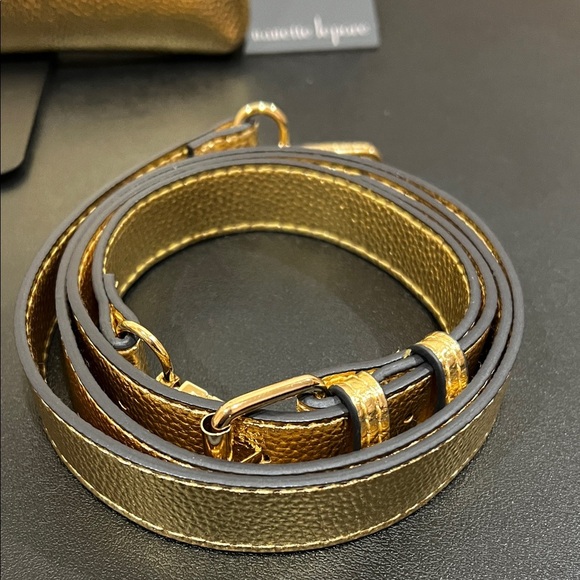 Nanette Lepore |  Gold Crossbody Bag Set w/ Matching Wallet, Bag Charm - Picture 4 of 15